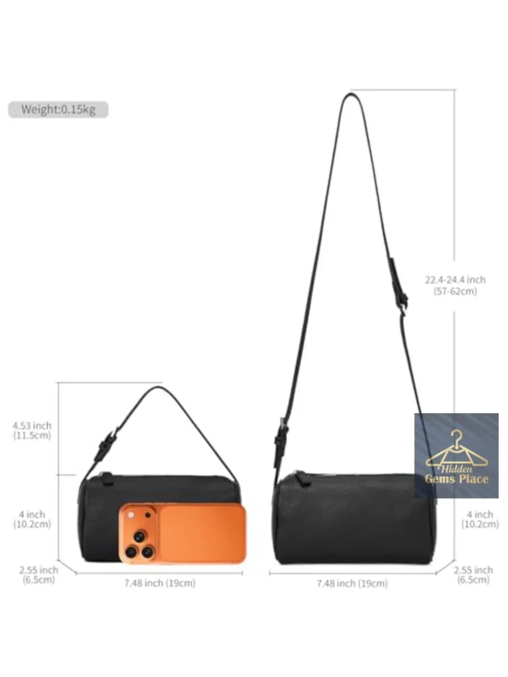 Small PU Leather Hobo Crossbody Bag Barrel Purse Casual Handbag